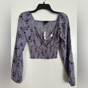 Kendall and Kylie Lilac and floral Crop Top
